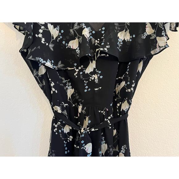 City Chic Floral V-Neck Midi Dress Womens 18 Whimsigoth Fairy Cottagecore Black - Picture 7 of 16